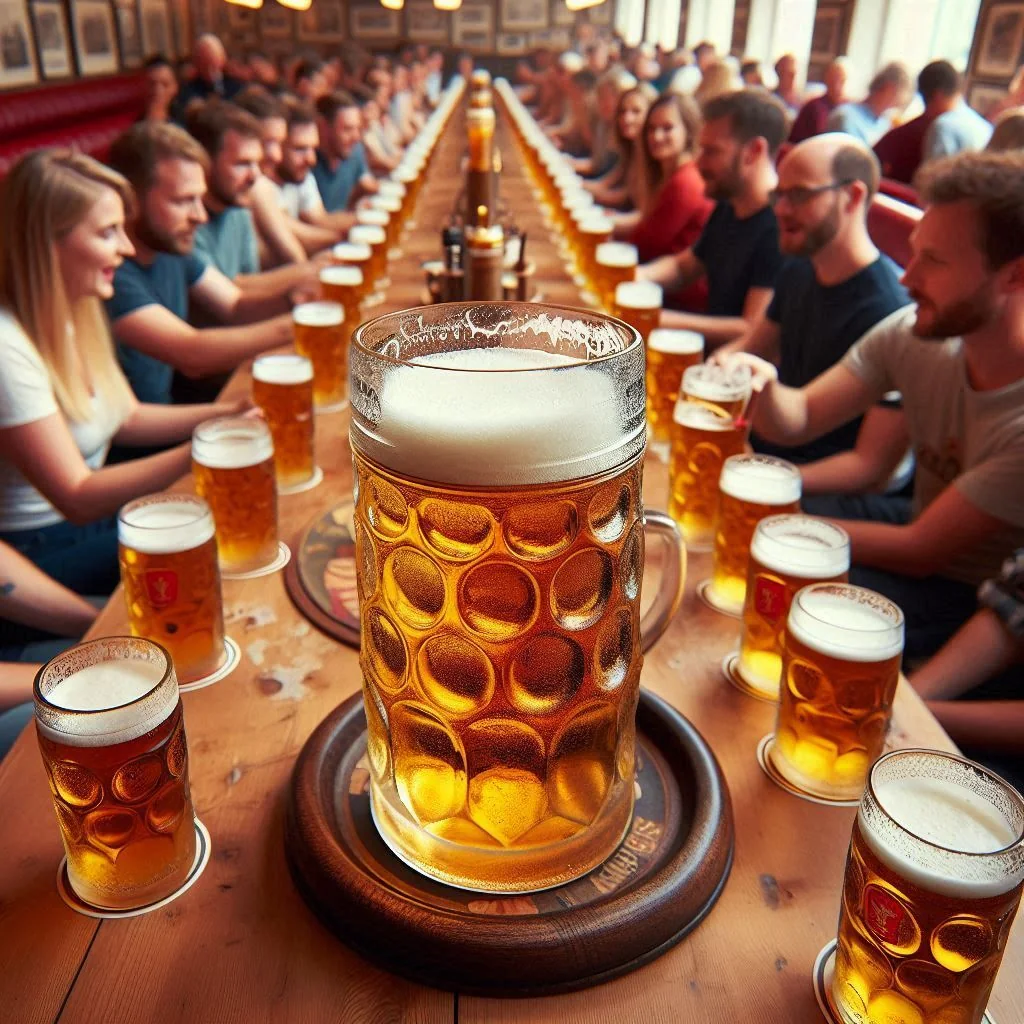 Stammtischrunde mit Biergläsern